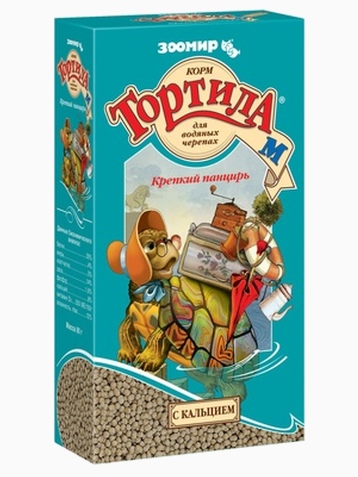 Корм Тортила М для водяных черепах с кальцием, 90 г