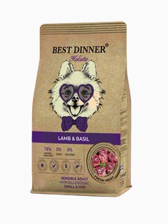 Корм Best Dinner Холистик Hypoallergenic Adult сухой корм для собак мелких пород, ягненок и базилик,1,5 кг