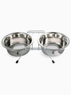 Миска 9002 металлическая на подставке, 2*0,40л