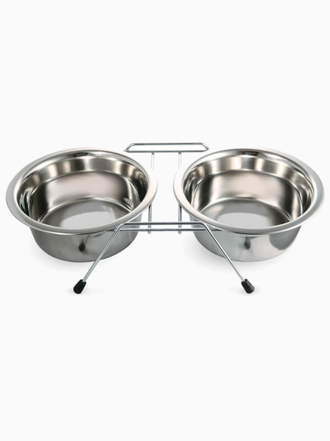 Миска 9002 металлическая на подставке, 2*0,40л