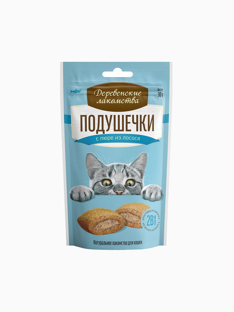 Деревенские лакомства "Подушечки с пюре из лосося", 30 г