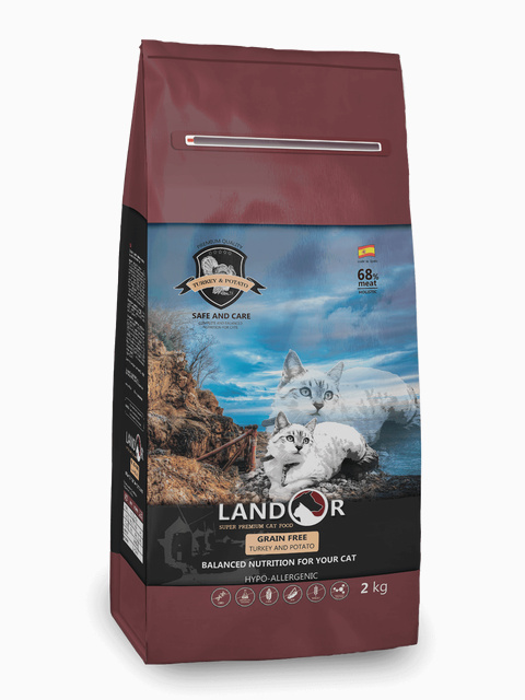 Корм Landor Grain Free Turkey & Potato для кошек индейка с бататом, 2 кг