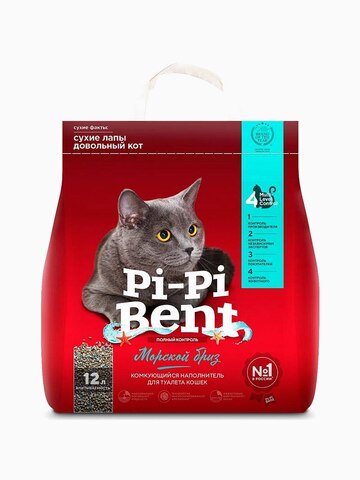Pi-Pi-Bent Комкующийся наполнитель "Морской бриз" (пакет), 5 кг