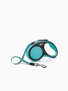 Поводок-рулетка Flexi New Comfort S для собак лента до 15 кг, 5 м черный/синий