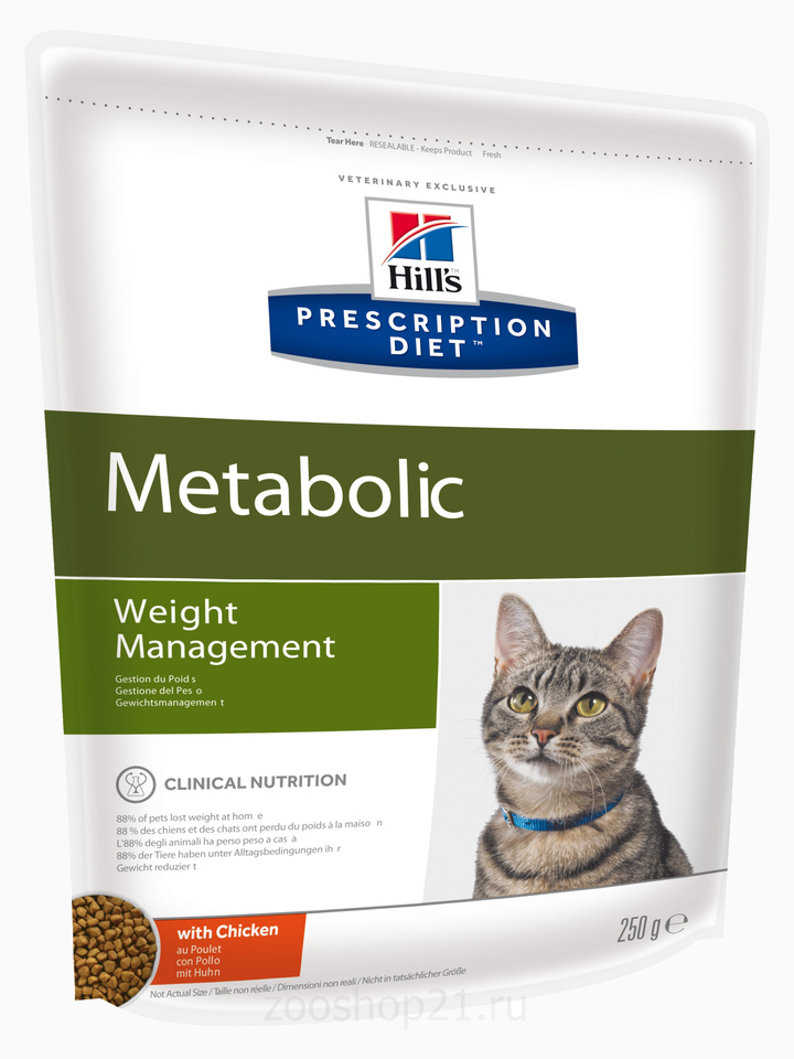 Корм Hill's Prescription Diet Metabolic Weight Management для кошек диета для достижения и поддержания оптимального веса с курицей, 250 г
