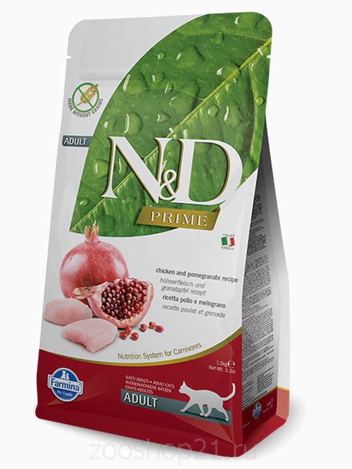 Корм Farmina N&D Chicken & Pomegranate Adult беззерновой для взрослых кошек курица с гранатом, 300 г