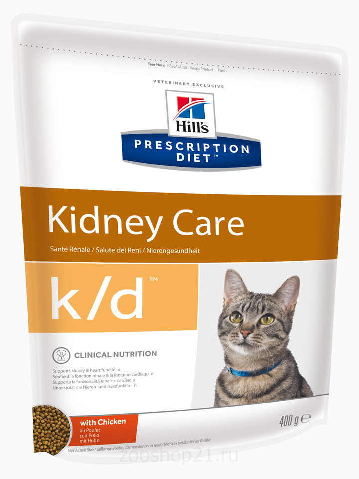 Корм Hill's Prescription Diet k/d Kidney Care для кошек диета для поддержания здоровья почек с курицей, 400 г