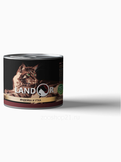 Корм Landor TURKEY AND DUCK FOR CATS для взрослых кошек индейка с уткой, 200 г
