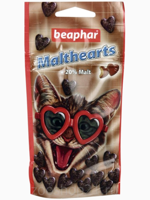 Beaphar Лакомство "Сердечки" для вывода шерсти (Malt Hearts + 20 % malt), 150 шт