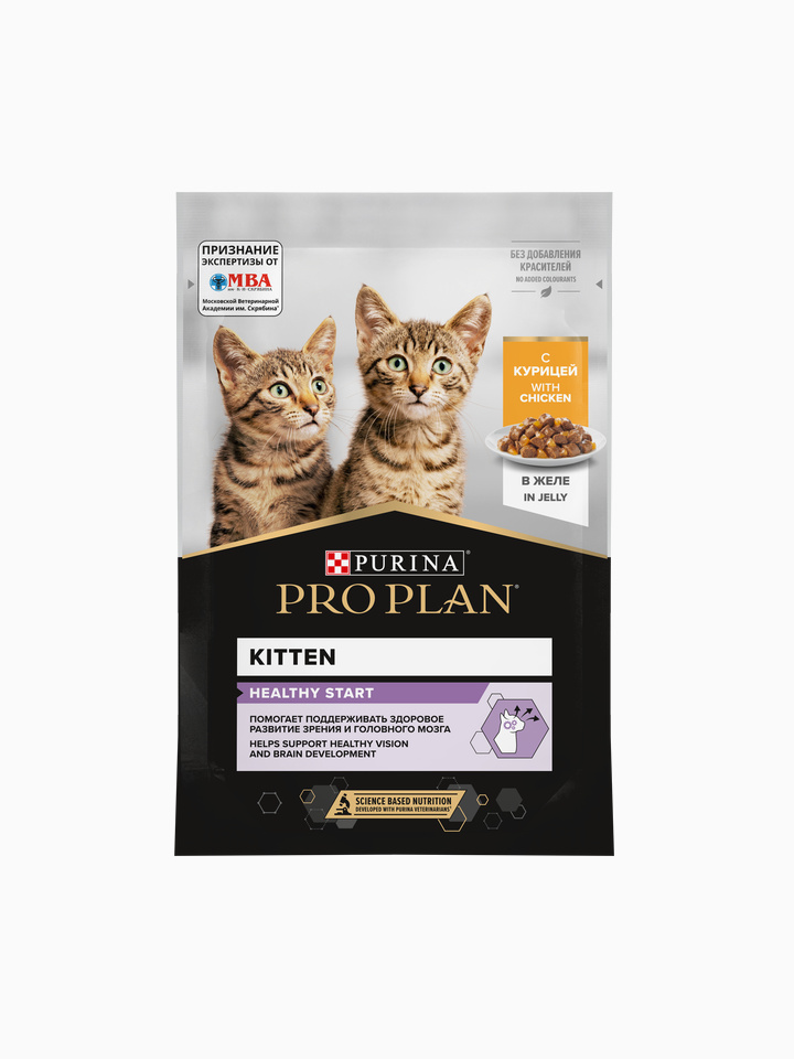 PRO PLAN Healthy Start для котят, беременных и кормящих кошек, с курицей в желе, 85 г