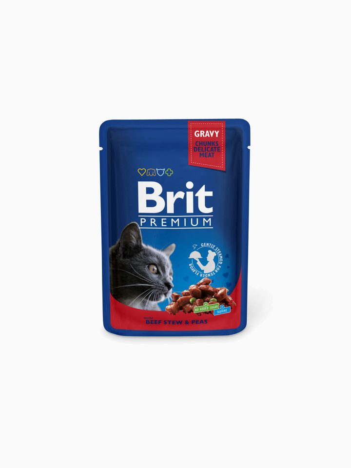 Корм Brit Premium Beef Stew & Peas для кошек говядина и горошек, 100 г