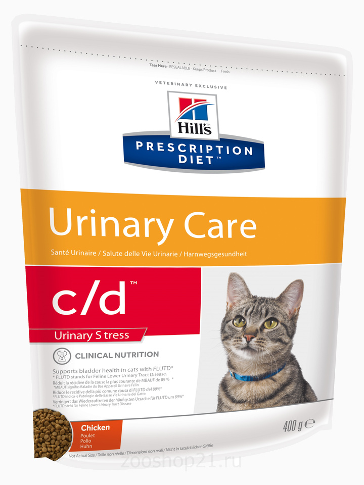 Корм Hill's Prescription Diet c/d Urinary Stress для кошек для мочевыводящих путей и при стрессе одновременно курица, 400 г