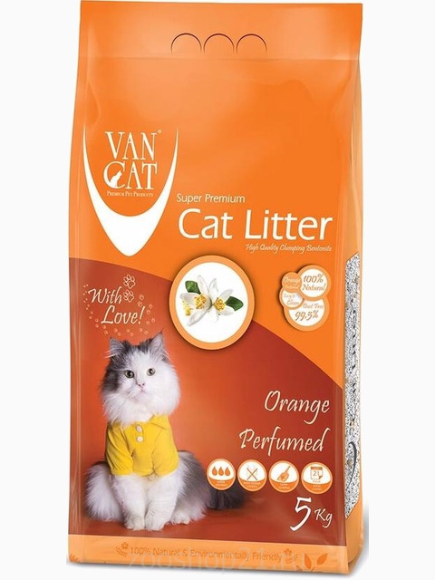 Van Cat Комкующийся наполнитель без пыли с ароматом Апельсина пакет, 5 кг