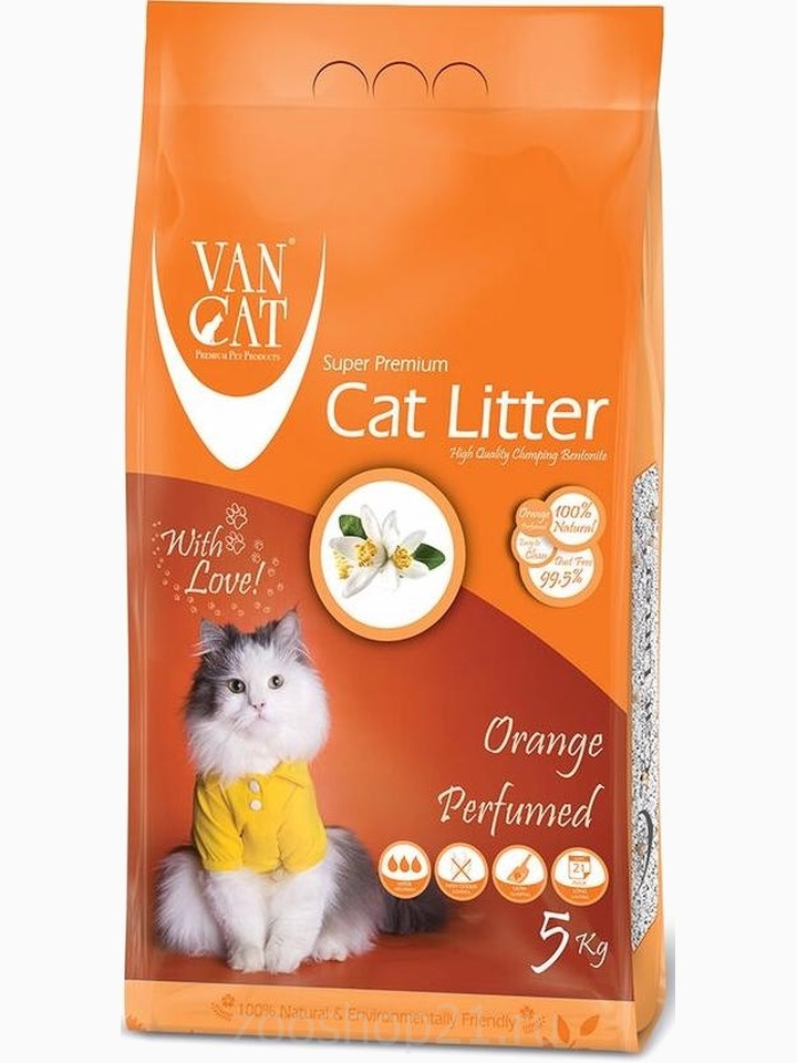 Van Cat Комкующийся наполнитель без пыли с ароматом Апельсина пакет, 5 кг