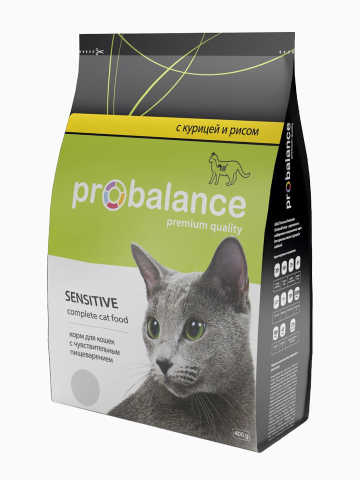 Корм ProBalance для кошек с чувствительным пищеварением курица/рис, 400 г