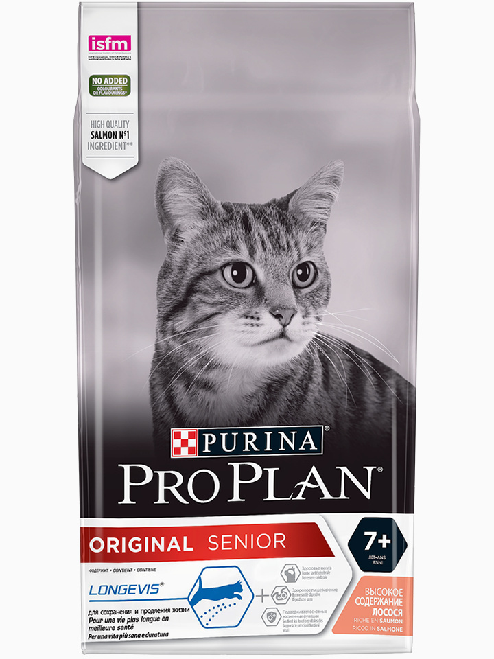 Корм Pro Plan Original Senior 7+ для кошек старше 7 лет с лососем, 400 г