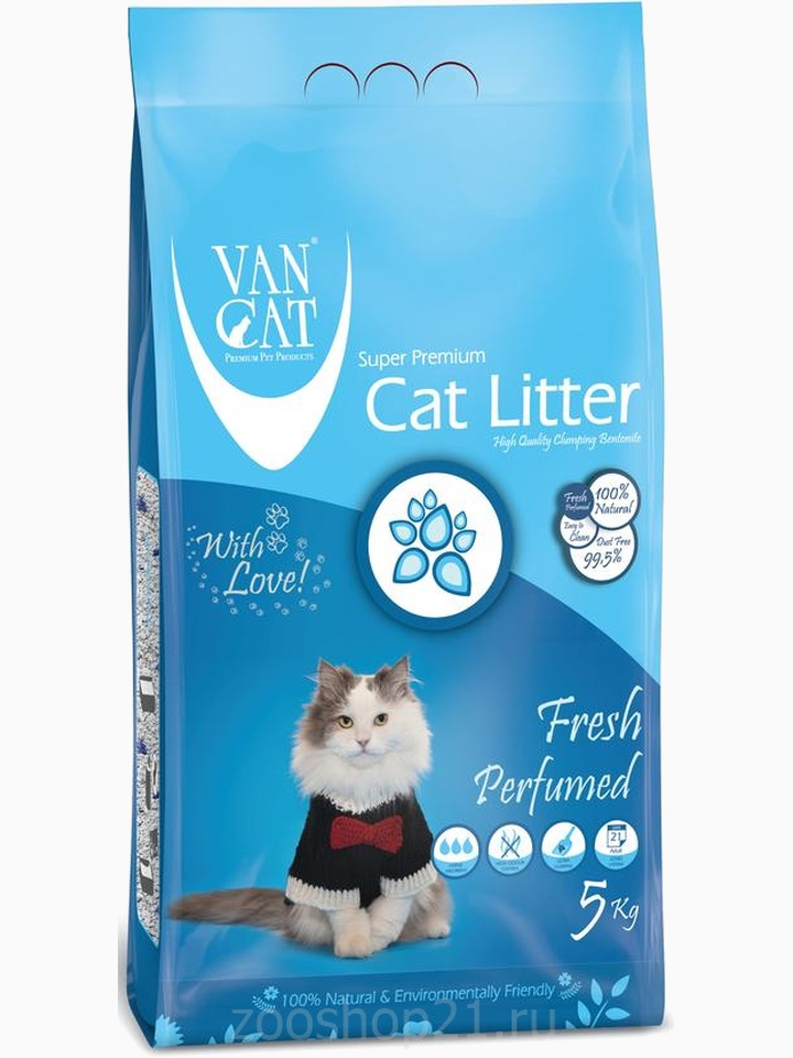 Van Cat Комкующийся наполнитель без пыли с ароматом Весенней свежести пакет, 5 кг