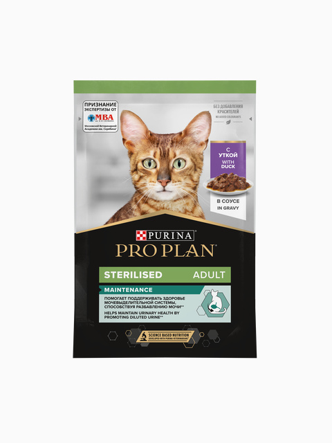 Корм Pro Plan Sterilised для стерилизованных кошек с уткой в соусе, 85 г