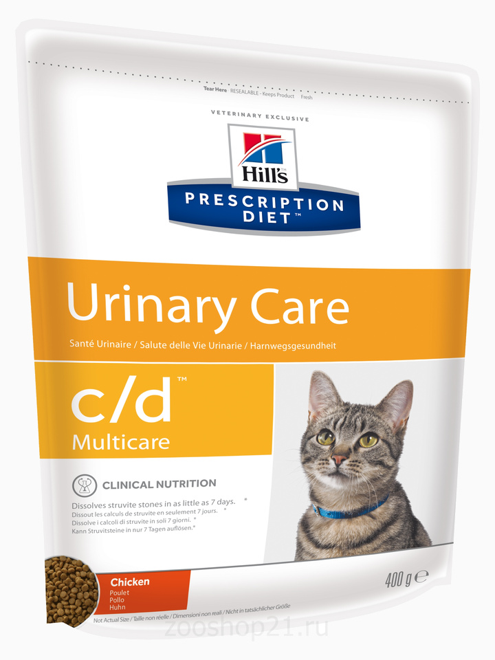 Корм Hill's Prescription Diet c/d Multicare Urinary Care для кошек диета для поддержания здоровья мочевыводящих путей курица, 400 г