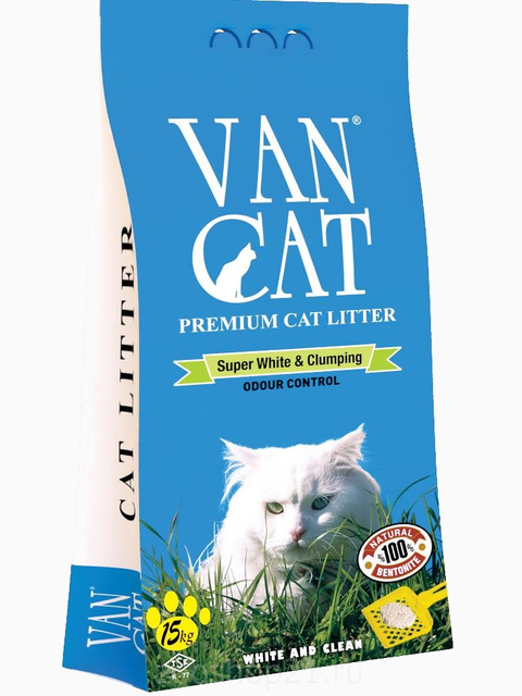 Van Cat Комкующийся наполнитель "100% Натуральный" без пыли пакет, 15 кг