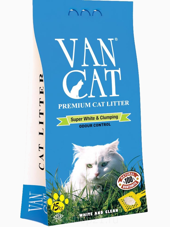 Van Cat Комкующийся наполнитель "100% Натуральный" без пыли пакет, 15 кг