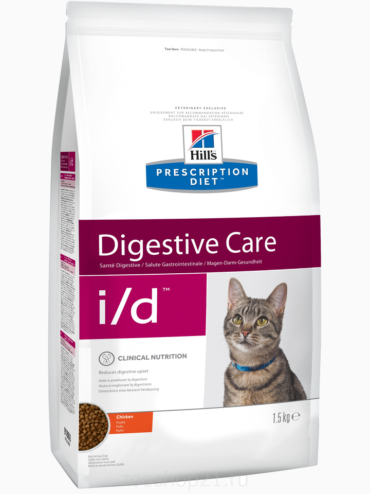 Корм Hill's Prescription Diet i/d Digestive Care для кошек диета для поддержания здоровья ЖКТ курица, 1.5 кг