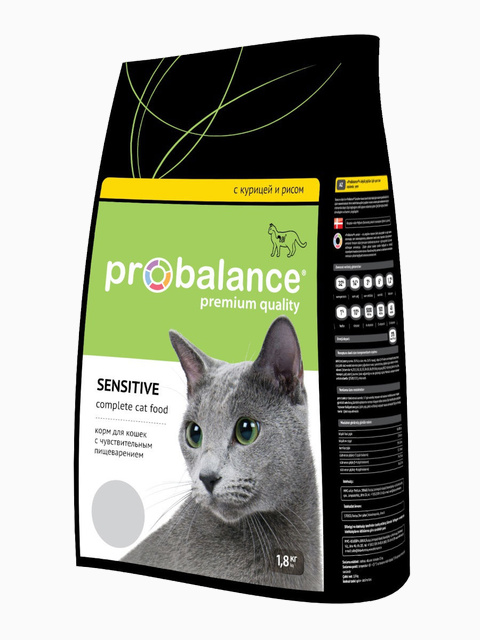 Корм ProBalance для кошек с чувствительным пищеварением Курица/Рис, 1.8 кг