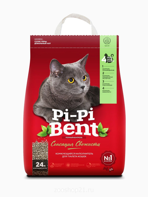 Pi-Pi-Bent Комкующийся наполнитель "Сенсация свежести" (пакет), 10 кг