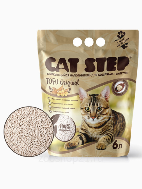 CAT STEP Tofu Original растительный комкующийся, 6 л