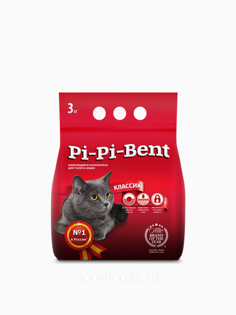 Pi-Pi-Bent Комкующийся наполнитель "Классик" (пакет), 3 кг