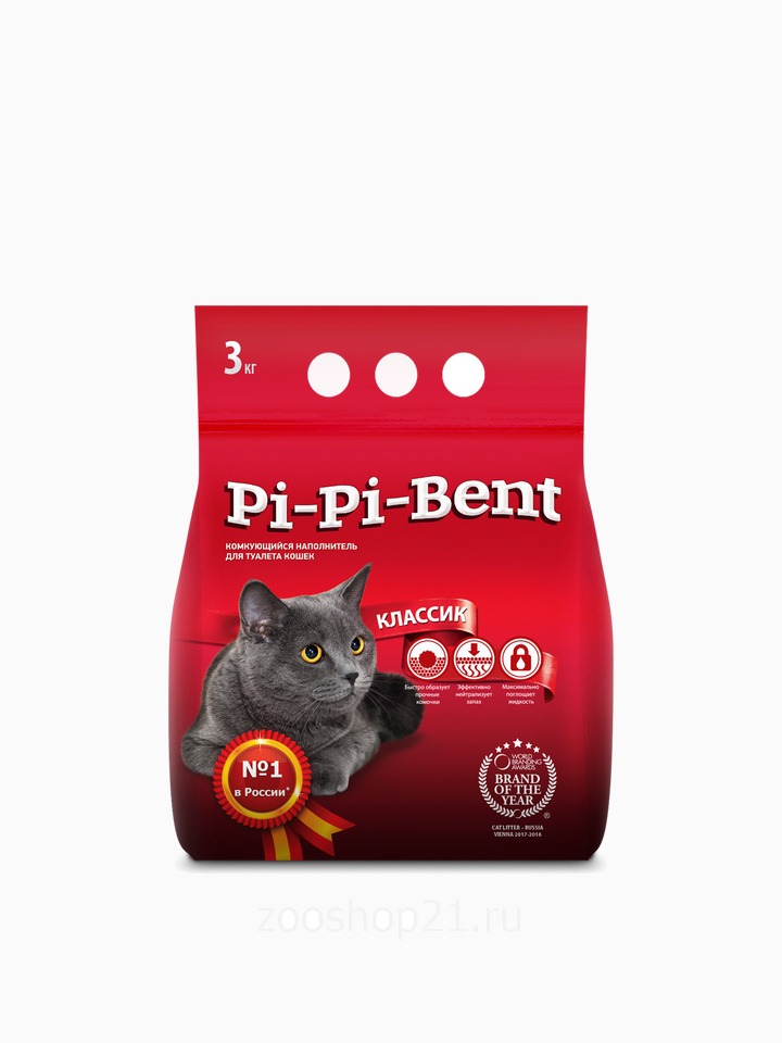 Pi-Pi-Bent Комкующийся наполнитель "Классик" (пакет), 3 кг