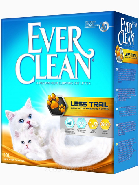 Ever Clean Комкующийся наполнитель для длинношерстных кошек , Less Trail 10 кг