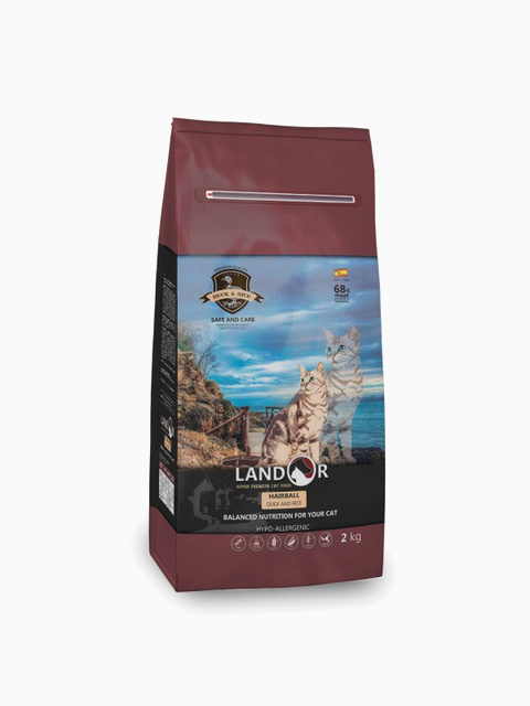 Корм Landor Grain Free Lamb & Potato для кошек/для вывода шерсти из желудка и контроля веса ягненок с бататом, 2 кг