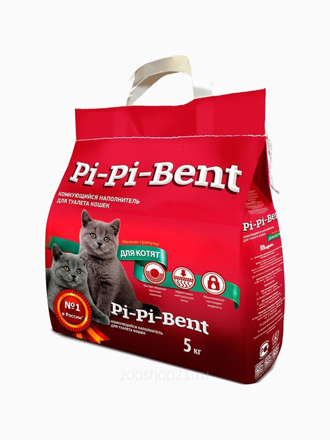 Pi-Pi-Bent Комкующийся наполнитель "Классик" для котят (пакет), 5 кг