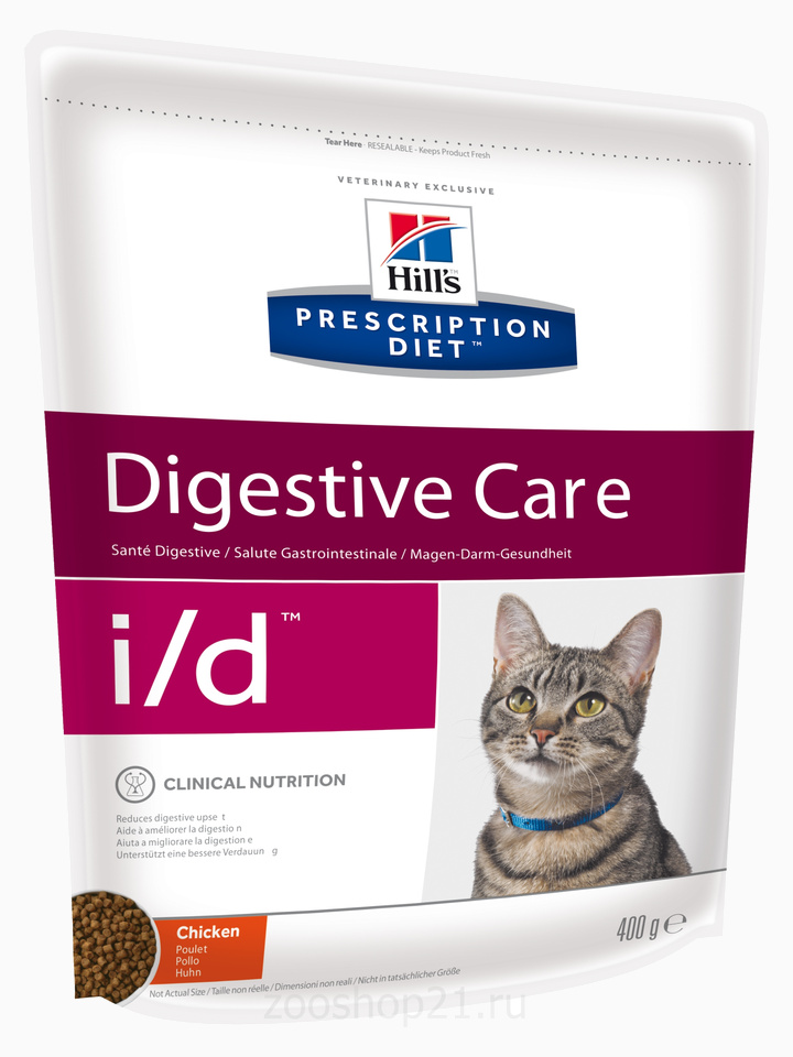 Корм Hill's Prescription Diet i/d Digestive Care для кошек диета для поддержания здоровья ЖКТ курица, 400 г