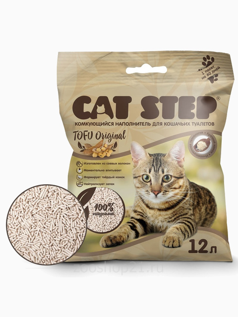 CAT STEP Tofu Original растительный комкующийся, 12 л