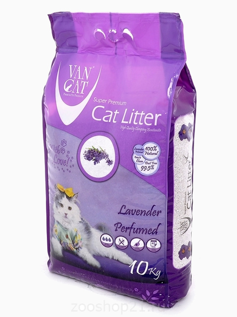 Van Cat Комкующийся наполнитель без пыли с ароматом Лаванды пакет, 10 кг