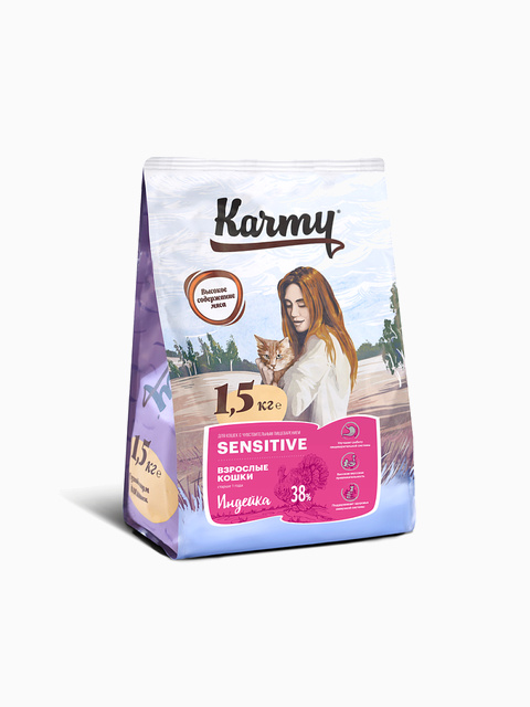 Корм KARMY Сенситив для кошек с чувствительным пищеварением Индейка, 400 г