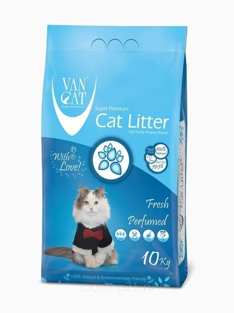 Van Cat Комкующийся наполнитель без пыли с ароматом Весенней свежести пакет, 10 кг