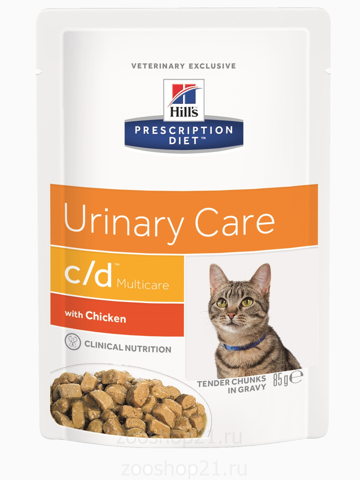 Корм Hill's Prescription Diet c/d Multicare Urinary Care пауч для кошек диета для поддержания здоровья мочевыводящих путей с курицей, 85 г