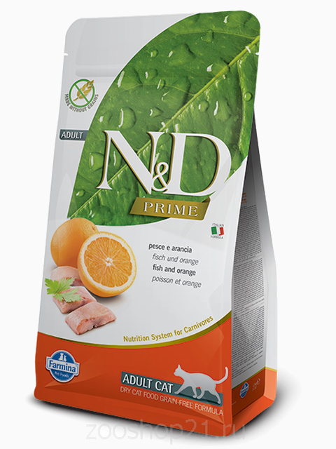 Корм Farmina N&D Fish & Orange Adult беззерновой для взрослых кошек рыба с апельсином, 300 г