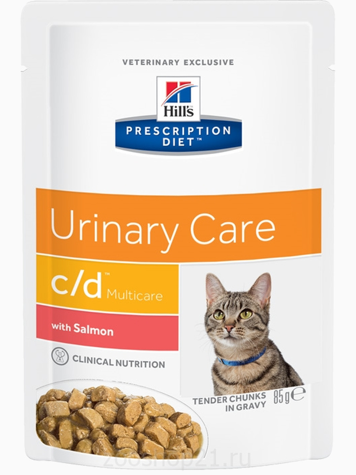 Корм Hill's Prescription Diet c/d Multicare Urinary Care пауч для кошек диета для поддержания здоровья мочевыводящих путей с лососем, 85 г