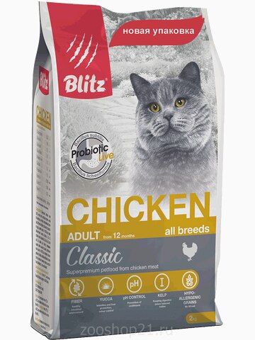 Корм Blitz For Adult Cats Chicken для взрослых кошек курица, 400 г
