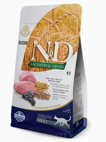 Корм Farmina N&D (Low Grain) Lamb & Blueberry Adult для кошек с низким содержанием зерна ягненок с черникой, 300 г