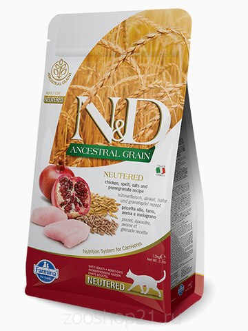 Корм Farmina N&D (Low Grain) Chicken & Pomegranate Neutered для стерилизованных кошек с низким содержанием зерна курица с гранатом, 10 кг
