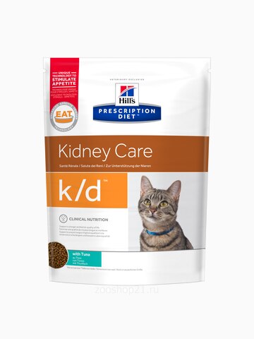 Корм Hill's Prescription Diet k/d Kidney Care для кошек диета для поддержания здоровья почек с тунцом, 1.5 кг