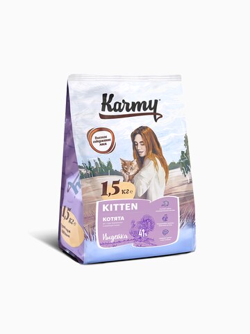 Корм KARMY Киттен для котят/беременных и кормящих кошек Индейка, 400 г
