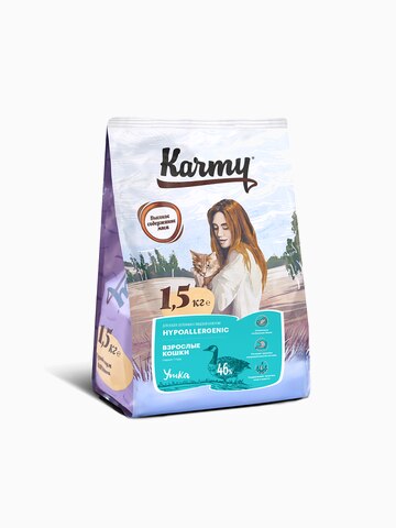 Корм KARMY Гипоаллергенный д/кошек склонных к пищевой аллергии Утка, 1.5 кг