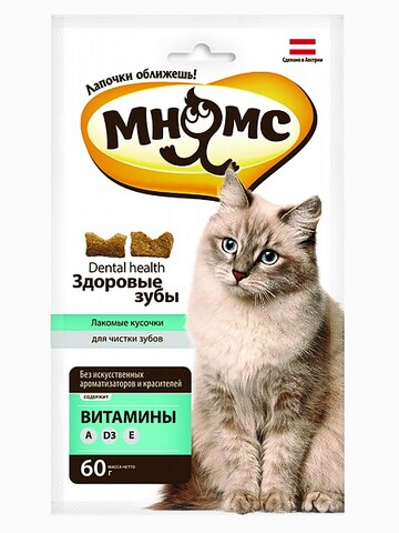 Мнямс хрустящие подушечки для кошек "Здоровые зубы" 60 г