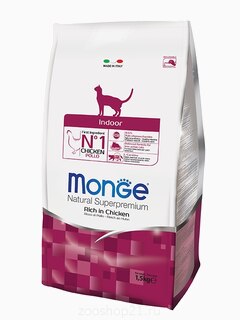 Корм Monge Cat Indoor для домашних кошек, 1.5 кг